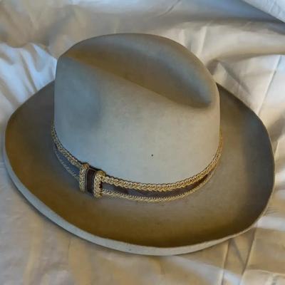 Cream Stetson Felt Hat With Leather Trim - Size 7 3/8