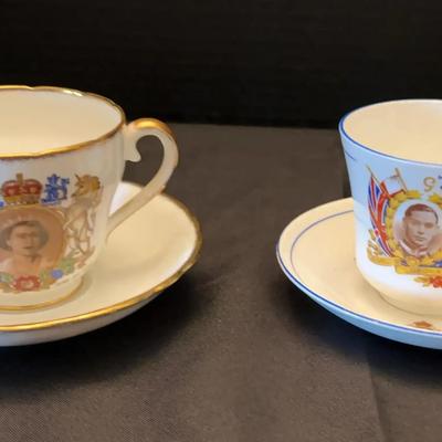 Set of 2 - Antique Royal Teacups For The Queen of England - Queen Elizabeth Inauguration