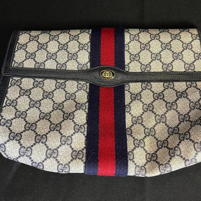 Gucci GG Clasic Logo Sherry Line Clutch Bag, Vintage Purse