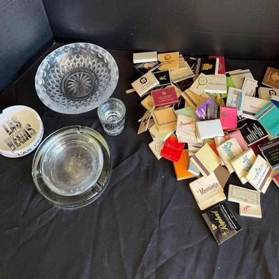 Glass Ashtrays And Matchbooks From Many Places