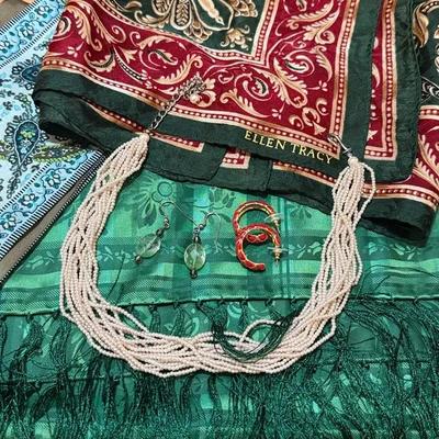 Scarves ellen tracy green silk & other