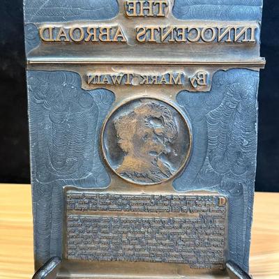 Printing plate for title page of the innocents abroad" by mark twain