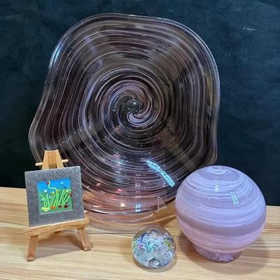 Art glass dish and paperweight