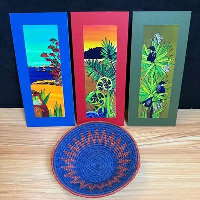 African woven basket new zealand art prints