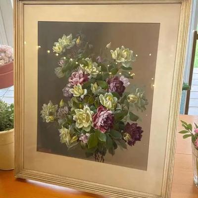 Floral watercolor painting by raoul m de longpré.