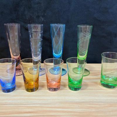 Colored glass liquer glasses
