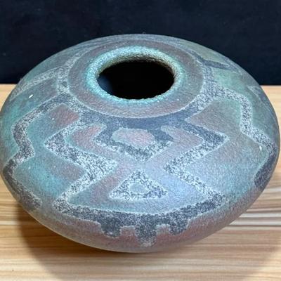 Artist signed raku pottery vase