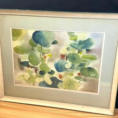 1962 joan irving watercolor nasturtium"