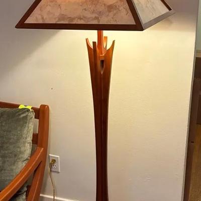 Craftsman style lamp with handmade paper shade