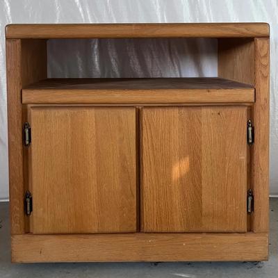 Oak Rolling Cabinet 