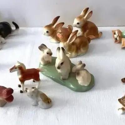 Miniature Bone China Japan, Animal Figurines, Vintage 