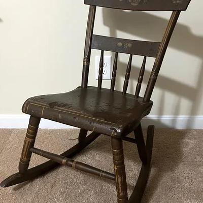 19th Century Hitchcock Stenciled Sewing Rocker