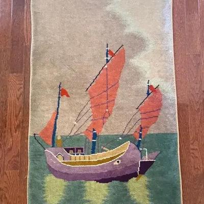 Art Deco Hand Made Vintage Chinese Rug 