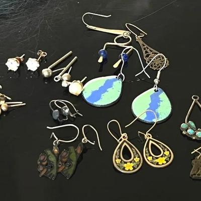 Vintage Earrings plus Turquoise Pendant