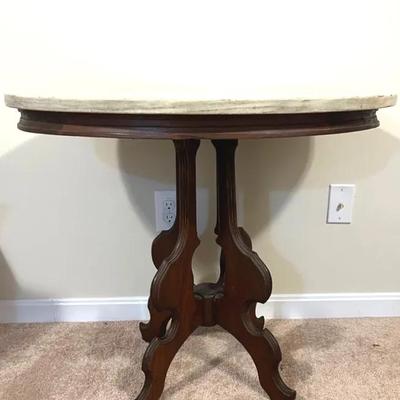 Victorian Mahogany Marble Top Parlor Table