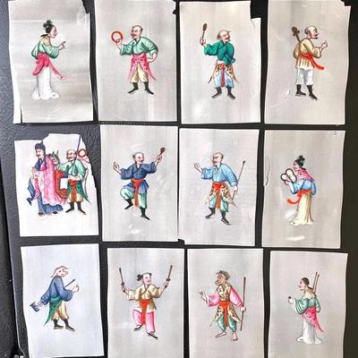 Antique Chinese Pith Paper Paintings (12)
