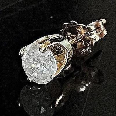 14K Yellow Gold Diamond Stud Earring
