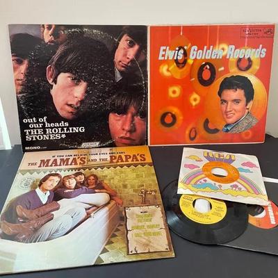 Vintage Elvis Vinyl And The Rolling Stones With 45’s 