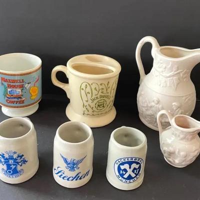 Miniature Beer Steins, Jack Daniels Shaving Mug With Ceramic Pitchers