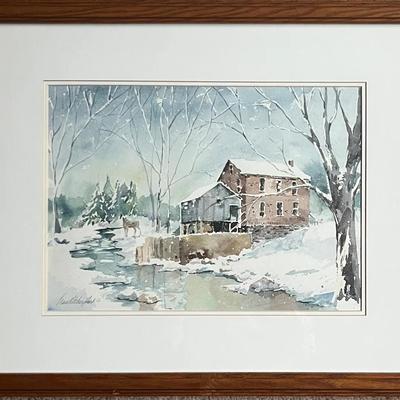 Fran Ritchie Yost Signed Print of Old Mill in Snow