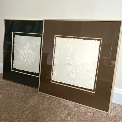 Signed and Numbered Embossed Prints “Leaf” and “Canada Goose” by Fran Yost