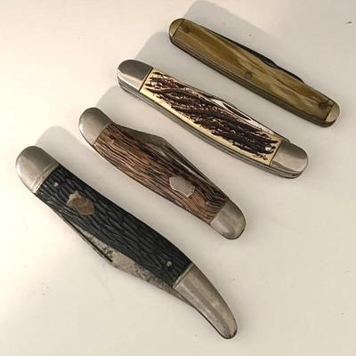 Vintage Pocket Knives (4) with Horn Handles