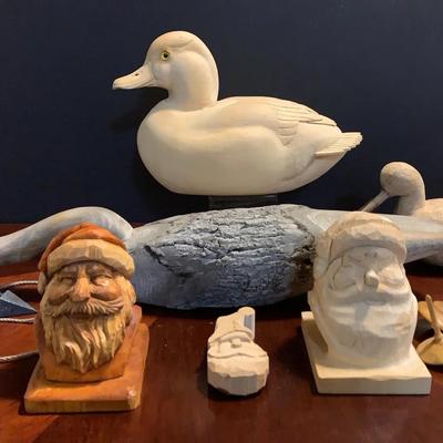Hand Carved Decoys, Santas And Tops