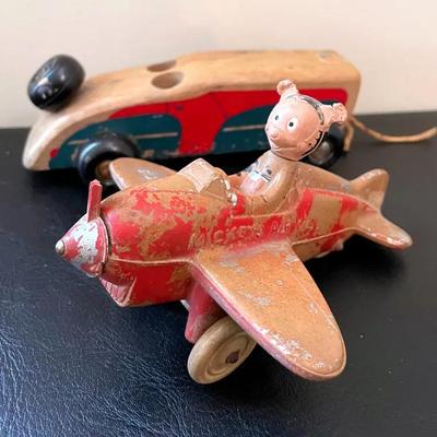 1930’s Mickey’s Rubber Air Mail Plane And 1940’s Holgate Wooden Car