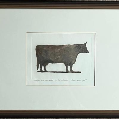 Signed and Numbered 1/1 Monotype “Cow Weathervane” by Fran Ritchie Yost