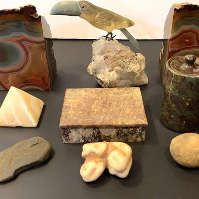 Agate Bookends, Marble And Rocks