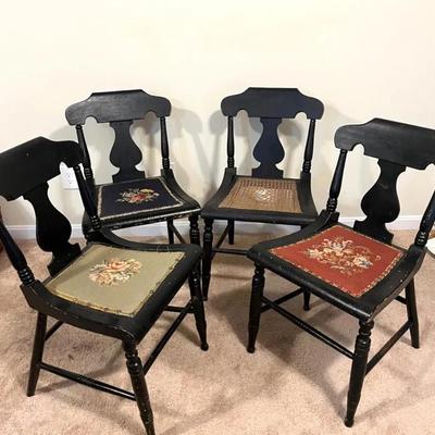 American Empire Ebonized Set of Four Chairs