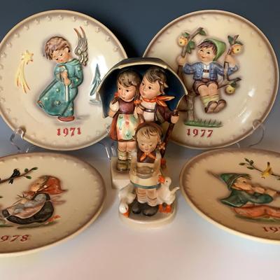 Hummel Plates (4) And Figurines (2)