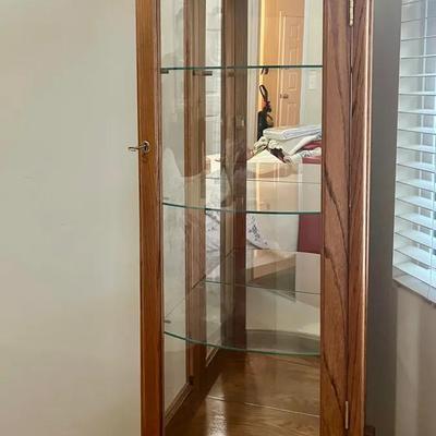 Oak Lighted Curio Cabinet 
