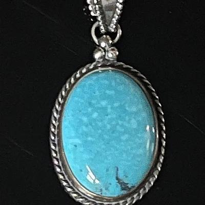 925 Sterling Silver Turquoise Pendant 