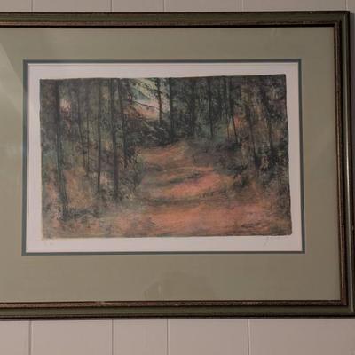 Bernard Gantner, "Paysage en automne" signed lithograph