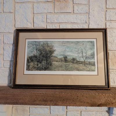 Bernard Gantner "Paysage en automne" signed lithograph