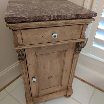 Pine, Marble Top Bathroom Cabinet 