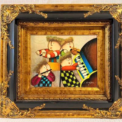 Original Joyce Roybal Oil On Canvas ‘Whimsical Children Musicians’ II