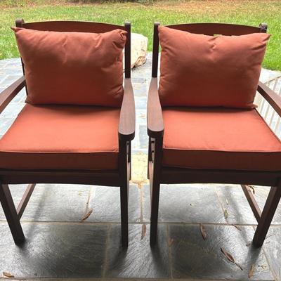 Pair Of Plow & Hearth Teak Patio Chairs 