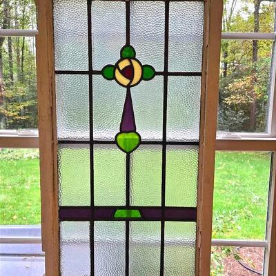 Handmade Stained Glass Window Art Purple Green
