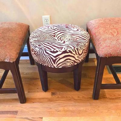 Zebra Pattern Stool & Pennsylvania House Stools Pair