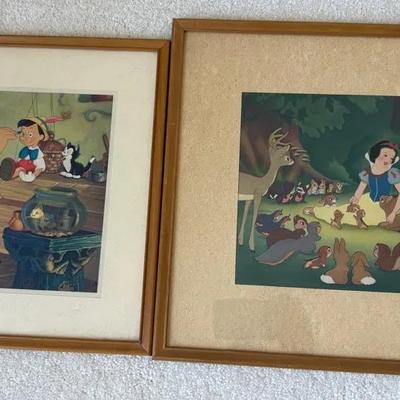 Pair Of Vintage Disney Prints-Snow White, Pinocchio 