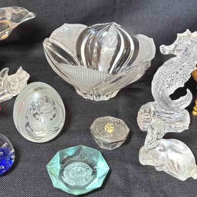 Waterford Crystal Sea Horse, Glass Art, Faberge Style Egg & More