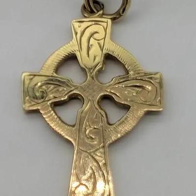 9K Gold Celtic Cross Pendant 