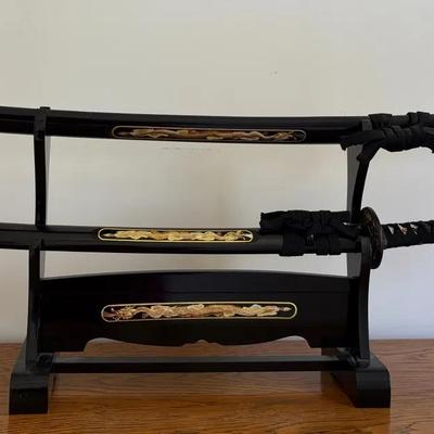 Japanese Katana Sword Set With Display Stand