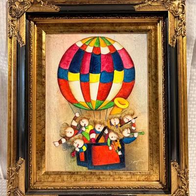Joyce Royal Oil On Canvas ‘Hot Air Balloon Musicians’