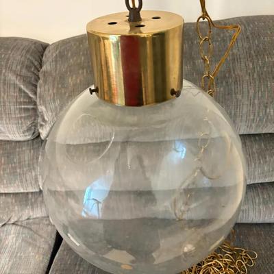 Vintage Clear Globe Pendant Chain Hung Light