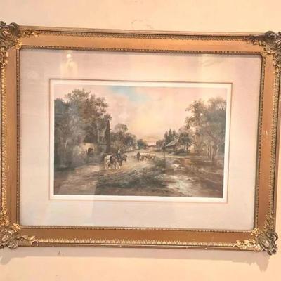 Antique Lithograph & 2 Hand Drawn Portraits