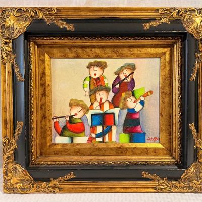 Original Joyce Roybal Oil On Canvas ‘ Whimsical Children, Musicians’ I