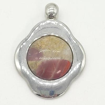 Silver Tone Jasper Pendant 